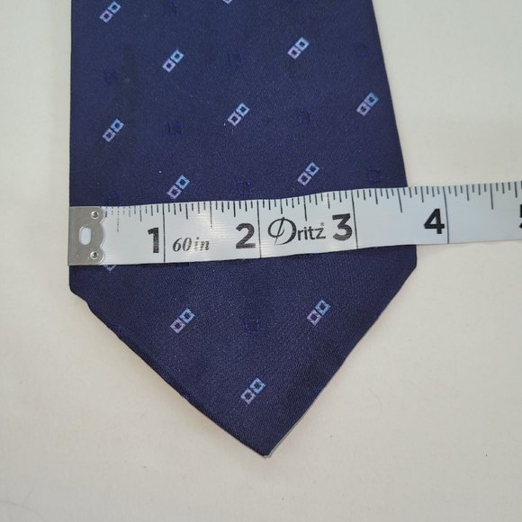 Tommy Hilfiger Tie Mens Silk Handmade Navy Blue Preppy Business - Picture 6 of 7